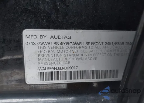 2014 Audi A4 2.0T Premium from USA, damaged, VIN WAUFFAFL6EN009017